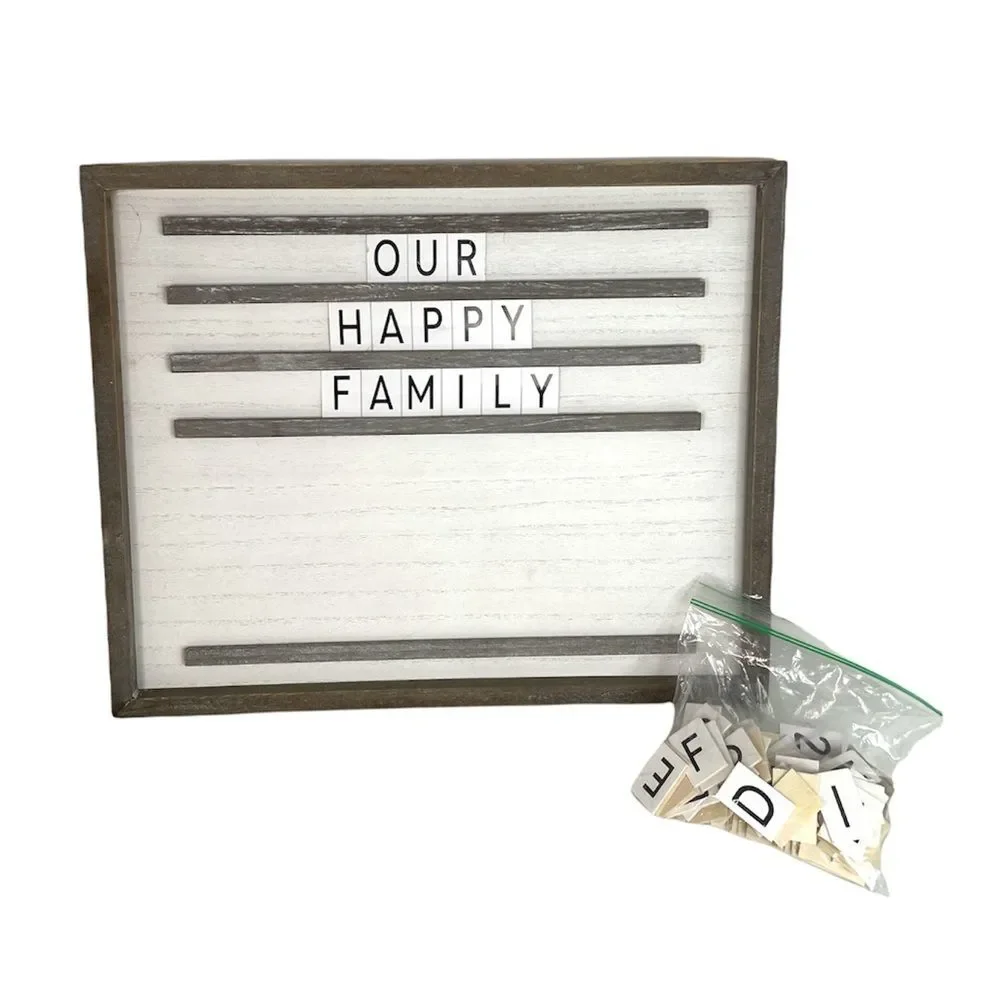 Customizable Letter and Photo Board Gray White 17 x 14 inches